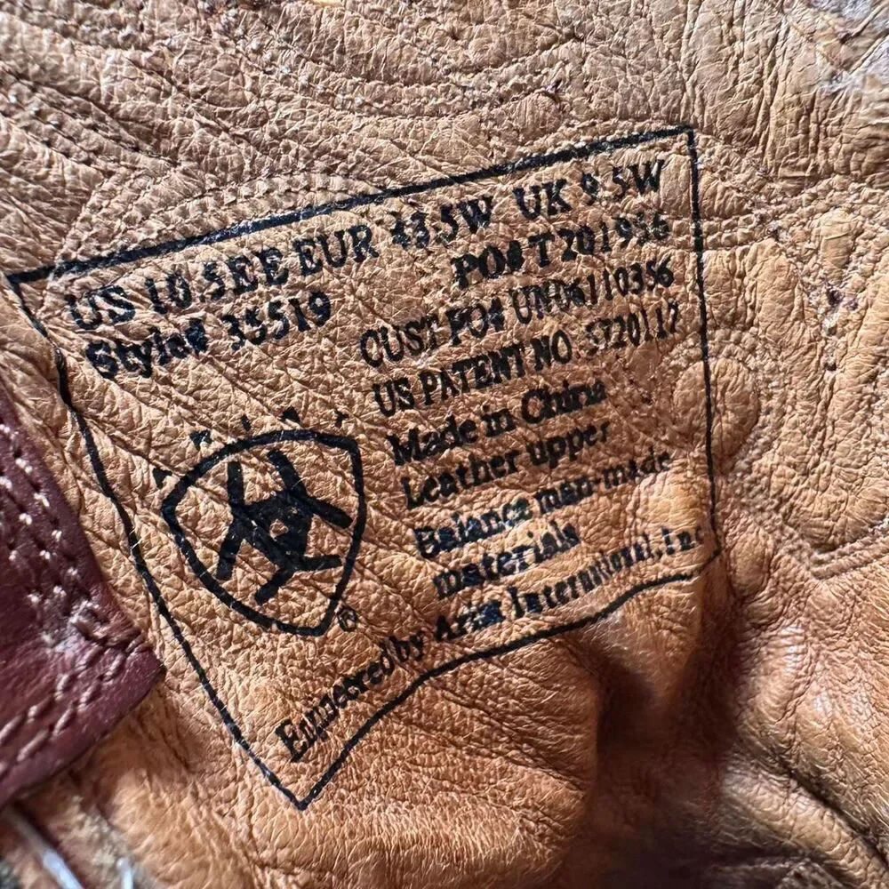 Ariat Men’s 10.5 EE Wide Western Boots Brown Leather Roper Heritage Cowboy Work